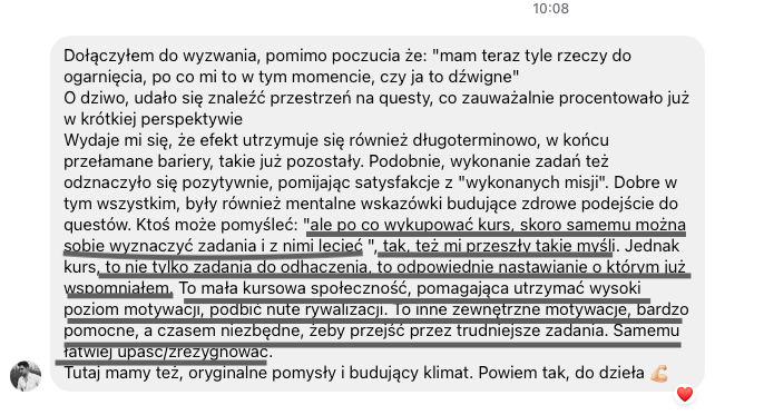 Pisemna opinia od Grzegorza, 28 lat